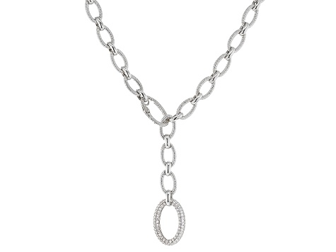 Judith Ripka Bella Luce® Rhodium Over Sterling Silver Textured Oval Rolo Adjustable Verona Necklace