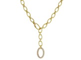 Judith Ripka Cubic Zirconia 14k Gold Clad Textured Oval Rolo Adjustable Verona Necklace