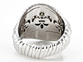 Judith Ripka Rhodium Over Sterling Silver Textured Wave Ring with Cubic Zirconia Accents