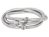 Judith Ripka Rhodium Over Sterling 3 Interlocking Tubogas Verona Bracelet with Bella Luce® Accents