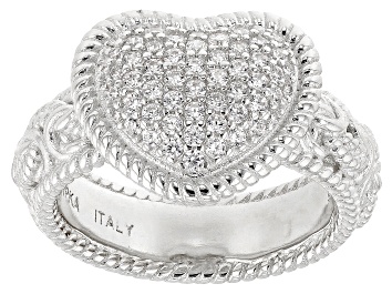 Picture of Judith Ripka Cubic Zirconia Rhodium Over Sterling Silver Verona Heart Ring 0.45ctw
