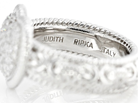Judith Ripka Cubic Zirconia Rhodium Over Sterling Silver Verona Heart Ring 0.45ctw