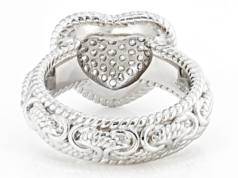 Judith Ripka Cubic Zirconia Rhodium Over Sterling Silver Verona Heart Ring 0.45ctw