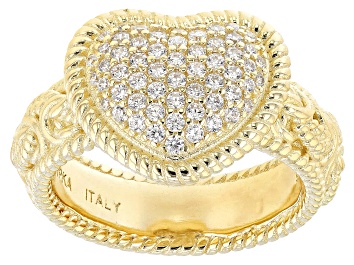 Picture of Judith Ripka Cubic Zirconia 14k Gold Clad Verona Heart Ring