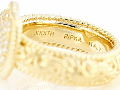 Judith Ripka Cubic Zirconia 14k Gold Clad Verona Heart Ring