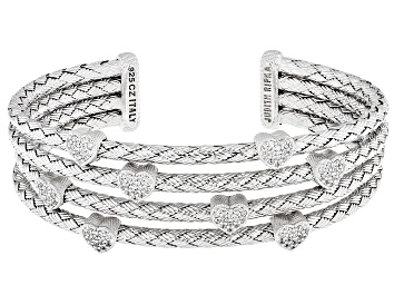 Picture of Judith Ripka Cubic Zirconia Rhodium Over Sterling Silver Braided Verona Cuff Bracelet