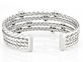 Judith Ripka Cubic Zirconia Rhodium Over Sterling Silver Braided Verona Cuff Bracelet