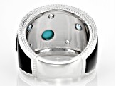 Judith Ripka Turquoise, Blue Topaz, Enamel & Cubic Zirconia Rhodium Over Silver Galaxy Ring