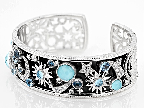 Judith Ripka Turquoise, Blue Topaz and Bella Luce® Rhodium Over