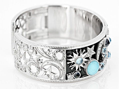 Judith Ripka Turquoise, Blue Topaz and Bella Luce® Rhodium Over