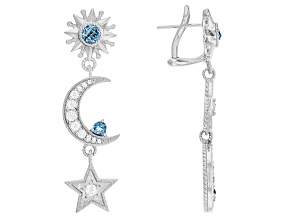 Judith Ripka Blue Topaz and Cubic Zirconia Rhodium Over Sterling Galaxy Earrings 1.92ctw