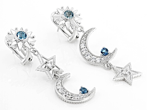 Judith Ripka Blue Topaz and Cubic Zirconia Rhodium Over Sterling Galaxy Earrings 1.92ctw