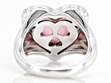 Judith Ripka Pink Jadeite and Cubic Zirconia Rhodium Over Sterling Silver Amour Heart Ring