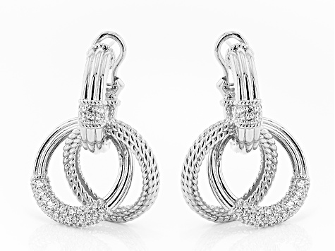 Judith Ripka Cubic Zirconia Rhodium Over Sterling Silver Haute Collection Earrings