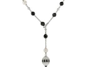 Judith Ripka Onyx, Cultured Freshwater Pearl, Spinel, Bella Luce® Rhodium Over Silver Necklace