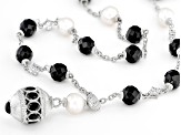 Judith Ripka Onyx, Cultured Freshwater Pearl, Spinel, Bella Luce® Rhodium Over Silver Necklace