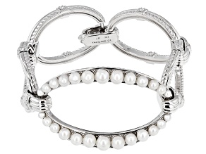 Judith Ripka Cultured Freshwater Pearl & Bella Luce® Rhodium Over Sterling Silver Colette Bracelet