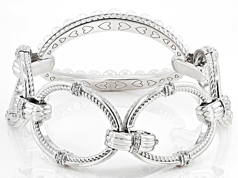 Judith Ripka Cultured Freshwater Pearl & Bella Luce® Rhodium Over Sterling Silver Colette Bracelet