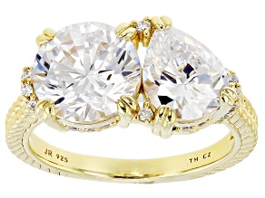Judith Ripka Round and Pear Bella Luce® Diamond Simulant 14k Gold Clad Toi et Moi Ring