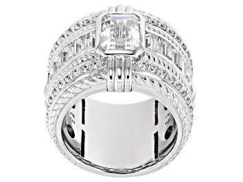 Picture of Judith Ripka Cubic Zirconia Rhodium Over Sterling Silver Textured Band Ring