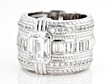 Judith Ripka Cubic Zirconia Rhodium Over Sterling Silver Textured Band Ring