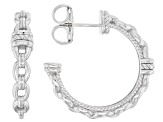 Judith Ripka Rhodium Over Sterling Silver Textured Link Amelia Hoop Earrings