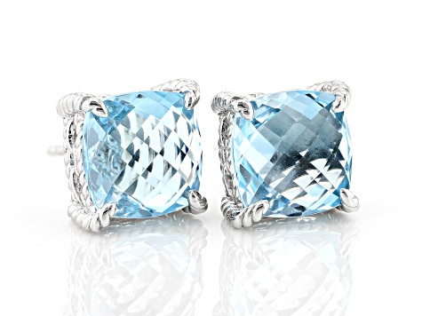 Judith Ripka Sky Blue Topaz Rhodium Over Sterling Silver Amelia Stud Earrings