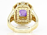 Judith Ripka Amethyst, White Cubic Zirconia, and Enamel 14k Gold Clad Catalina Ring