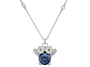 Judith Ripka Lab Blue Quartz, Chrome, Onyx, Hematine, & Bella Luce® Rhodium Over Silver Necklace