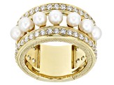Judith Ripka Cultured Freshwater Pearl and Cubic Zirconia 14k Gold Clad Colette Ring