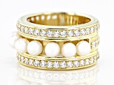 Judith Ripka Cultured Freshwater Pearl and Cubic Zirconia 14k Gold Clad Colette Ring