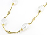 Judith Ripka Cultured Freshwater Pearl and Cubic Zirconia 14k Gold Clad Colette Station Necklace