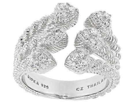 Judith Ripka Cubic Zirconia Rhodium Over Sterling Silver Verona Heart Ring 0.63ctw