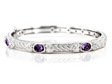 Judith Ripka Amethyst and Cubic Zirconia Rhodium Over Silver Romance Bangle Bracelet