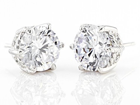 Judith Ripka Cubic Zirconia Rhodium Over Sterling Silver Haute Collection Stud Earrings