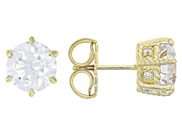 Picture of Judith Ripka Cubic Zirconia 14k Gold Clad Haute Collection Stud Earrings 5.71ctw