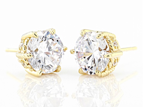 Judith Ripka Cubic Zirconia 14k Gold Clad Haute Collection Stud Earrings