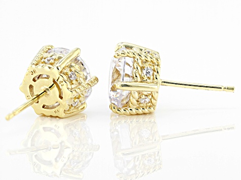 Judith Ripka Cubic Zirconia 14k Gold Clad Haute Collection Stud Earrings