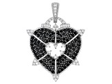 Judith Ripka Black Spinel & Cubic Zirconia Rhodium Over Sterling Silver More Is More Heart Pendant