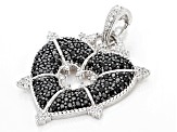 Judith Ripka Black Spinel & Cubic Zirconia Rhodium Over Sterling Silver More Is More Heart Pendant