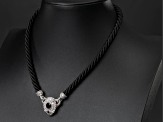 Judith Ripka Black Spinel & Cubic Zirconia  Rhodium Over Silver & Black Cord Emma Necklace 2.96ctw