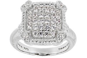 ☆TATIANA☆ Daily Silver Layered Ring CR0452 Judith Ripka 14.40ctw Bella Luce® Diamond Simulant Rhodium