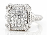 Judith Ripka Cubic Zirconia Rhodium Over Sterling Silver Pave Olivia Ring 1.28ctw