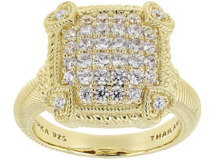 Judith Ripka Cubic Zirconia 14k Gold Clad Pave Olivia Ring