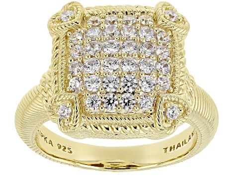 Judith Ripka Cubic Zirconia 14k Gold Clad Pave Olivia Ring 1.28ctw