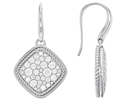 Judith Ripka Cubic Zirconia Rhodium Over Sterling Silver Pave Cosmic Earrings 3.06ctw