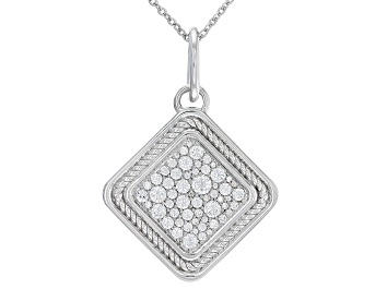 Picture of Judith Ripka Cubic Zirconia Rhodium Over Sterling Silver Pave Cosmic Pendant with Chain 2.84ctw
