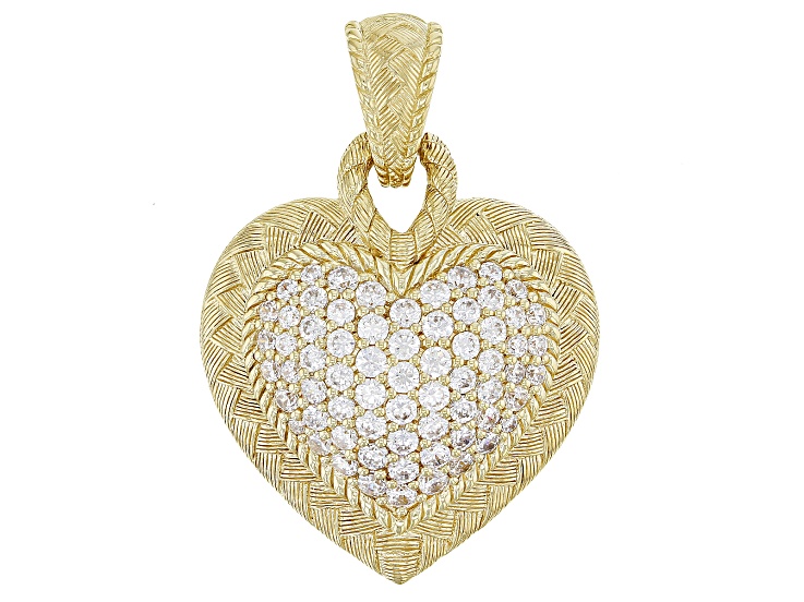 Judith Ripka Cubic Zirconia 14k Gold Clad Romance Heart Enhancer