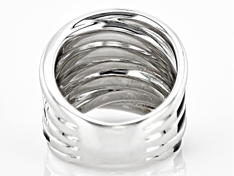 Judith Ripka Rhodium Over Sterling Silver With Black Enamel Highway Band Jubilee Ring