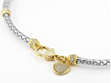 Judith Ripka White Cubic Zirconia 14k Gold Clad & Braided Faux Leather Verona Necklace 3.25ctw